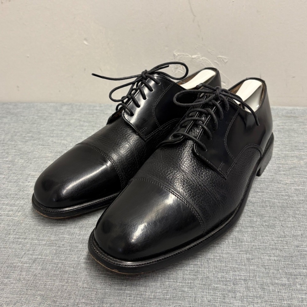 Bostonian Cap Toe Oxford Mens 9 M Black First Flex Leather Dress Shoes 22461